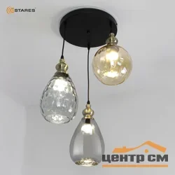 Подвес ZAR round 1R2OV 3xE27-450x1100-BLACK/GOLD/CLEAR-220-IP20