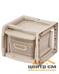 Комод Keeplex Ajur с корзинами на колесиках трехсекционный компакт 37х30х56,3см бежевый топаз