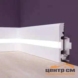 Плинтус напольный под подсветку Solid из полимера 90*14*2000 белый Артикул: 1 UHD 15/90 CL (рассеиватель в комплекте)