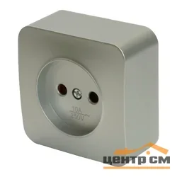 Розетка 1-местная ОП STEKKER София 250В, 10А, IP20 без заземления, серебро, арт.MST10-11-03