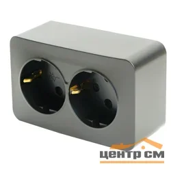 Розетка 2-местная ОП STEKKER София 250В, 16А, IP20 с заземлением, черный матовый, арт.MST16-12-05