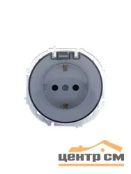 Механизм розетки одноместный СП Lezard OSEN с заземлением, с крышкой белая IP44.
