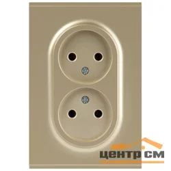 Розетка двухместная СП без заземления 16А 2X2P, шампань арт.16-2107-04 ЭРА Arktik