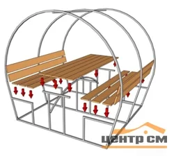 Беседка Сфера с доской каркас 2х2х2,18м